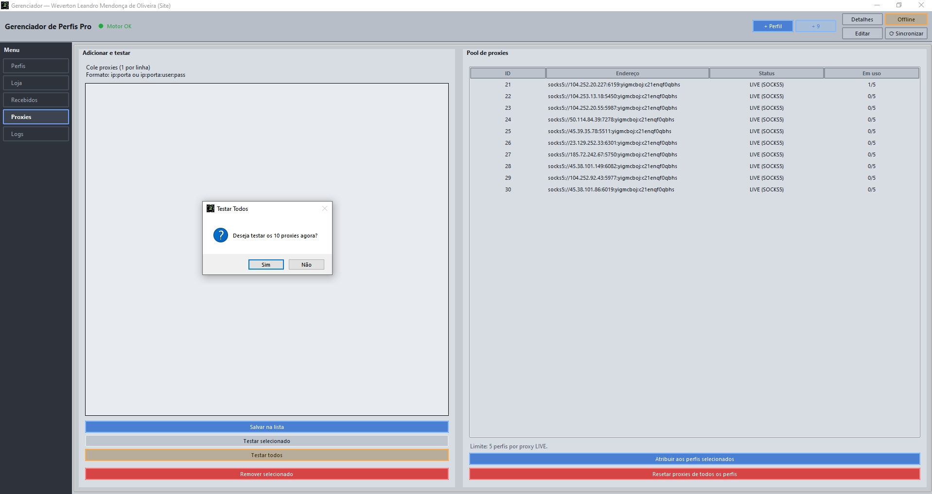 Screenshot Gerenciador